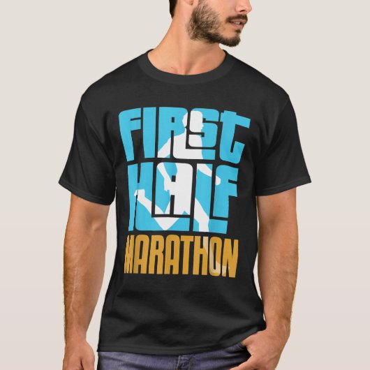 Mannen hardloper loopt Mannen eerste halve maratho T-shirt (Voorkant)