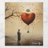 Mannen Hart: Valentijn Wijnlabel Wijn Etiket (Enkel label)