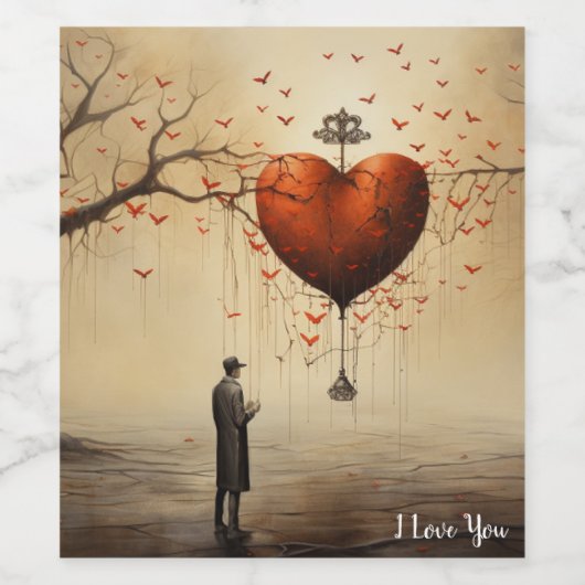 Mannen Hart: Valentijn Wijnlabel Wijn Etiket (Enkel label)