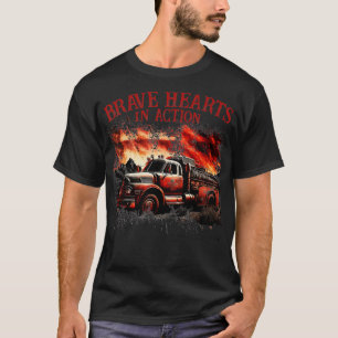 Mannen harten in actie, vrachtwagen Amerikaans vli T-shirt