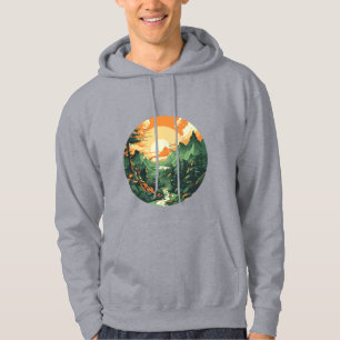 Mannen, Heater Grijs berg Zonsondergang Hoodie !
