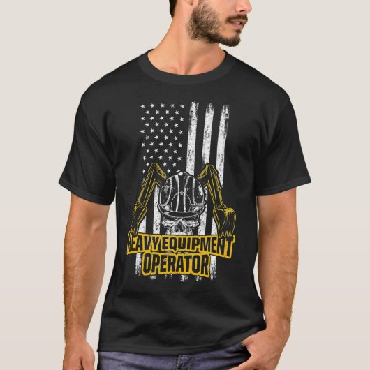 Mannen Heavy Equipment Operator US Flag T-shirt (Voorkant)