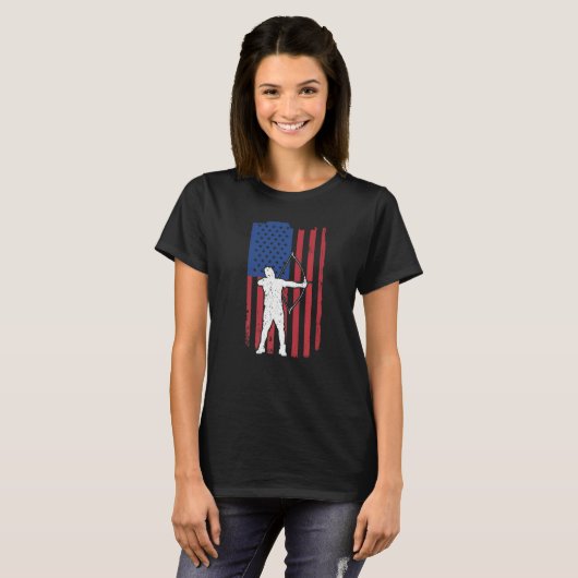 Mannen hengeljacht Amerikaanse vlag Hunte T-shirt (Voorkant volledig)