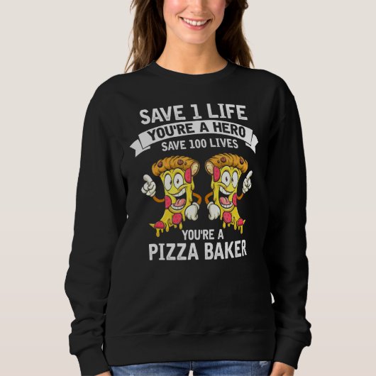 Mannen Hero Pizza Baker Save Lifes Fast Food Dad 2 Trui (Voorkant)