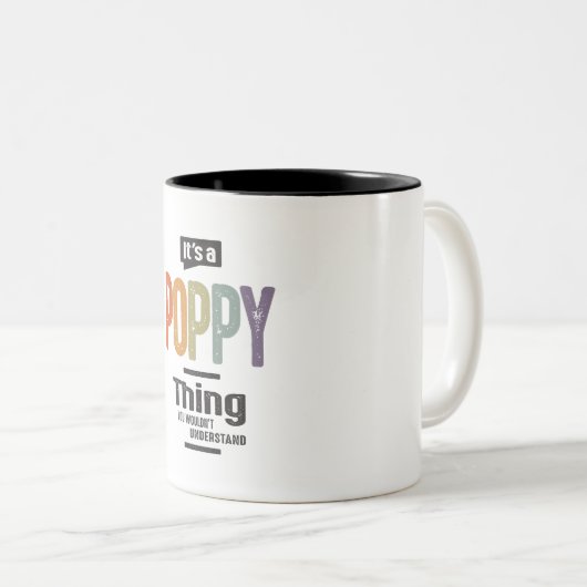 Mannen Het is een papaverig ding van grappige pa o Tweekleurige Koffiemok (Voorkant rechts)