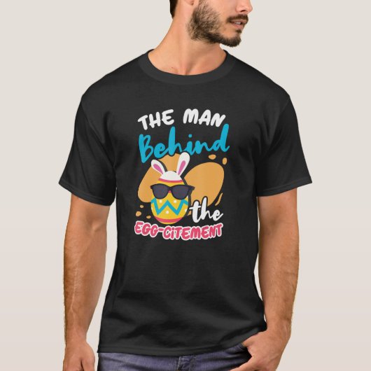 Mannen het Man achter de eiercitaatpaashaas T-shirt (Voorkant)