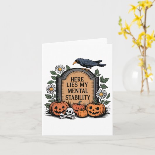 Mannen hier ligt mijn mentale stabiliteit grappig kaart (Gele Bloem)