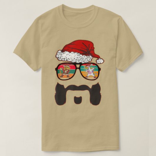 Mannen hipster Santa Beard Aviator Sunglazen met U T-shirt (Design voorkant)