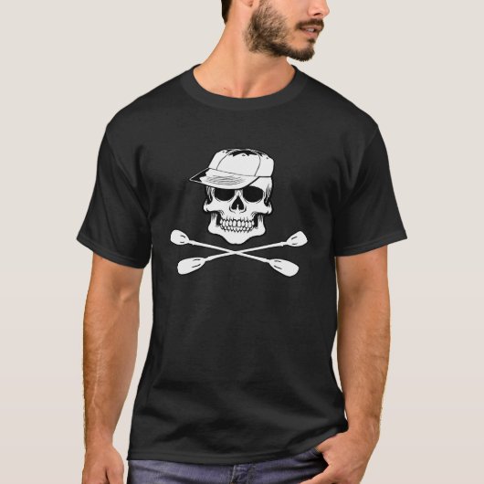 Mannen hipster Skull en Kayak Paddle Crossbones Wi T-shirt (Voorkant)