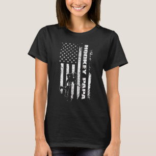 Mannen Hockey Papa Amerikaanse vlag Vaderdag T-shirt
