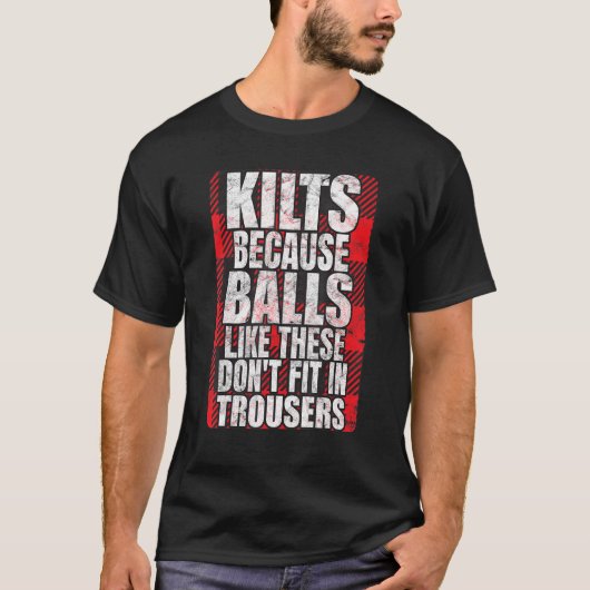 Mannen hoe de kilt Draag moet worden voor een trar T-shirt (Voorkant)