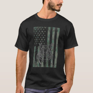Mannen Hog Hunting American Camouflage USA Flag Bo T-shirt