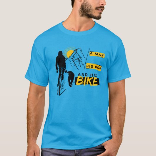 Mannen Hond en Fiets in Bergen Buiten T-shirt (Voorkant)