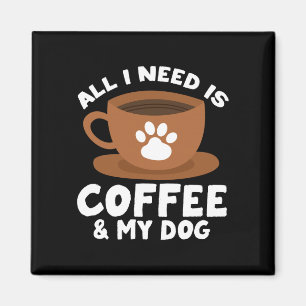 Mannen hond koffie pootafdruk ontwerp alles nodig magneet