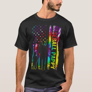 Mannen Honkbal Pappy Amerikaanse Flag Tie Dye T-shirt