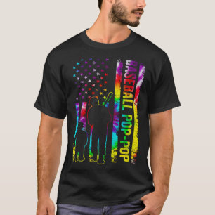 Mannen Honkbal Pop Pop Amerikaanse Flag Tie Dye T-shirt