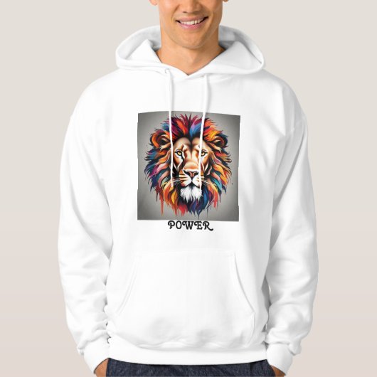 Mannen Hoodie Design op Lion Power (Voorkant)