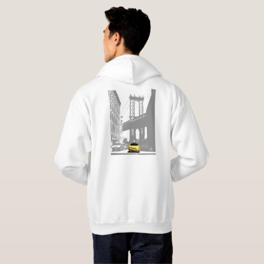 Mannen Hoodie Sjabloon Brooklyn Bridge New York Ci (Achterkant volledig)
