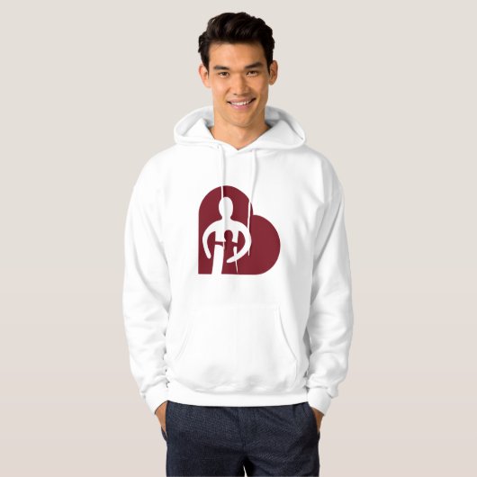 Mannen hoodie (wit) (Voorkant volledig)