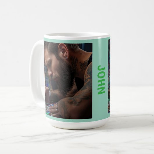 Mannen houden ook van diamantkunst koffiemok (Voorkant links)