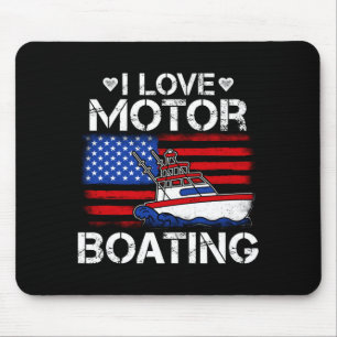 Mannen houden van motorboot patriottische Amerikaa Muismat