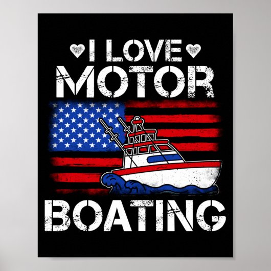 Mannen houden van motorboot patriottische amerikaa poster (Voorkant)