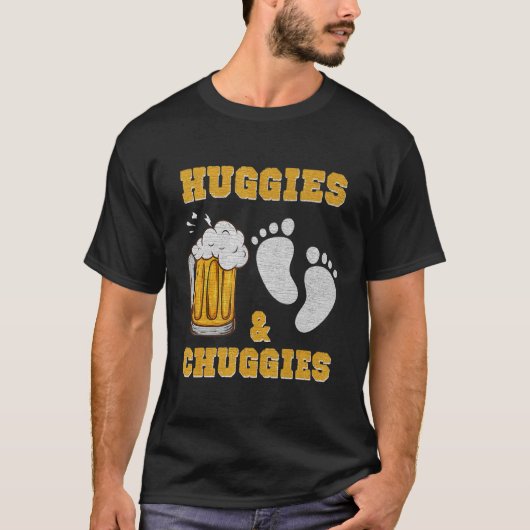 Mannen Huggies en Chuggies Toekomstige Vader Feest T-shirt (Voorkant)