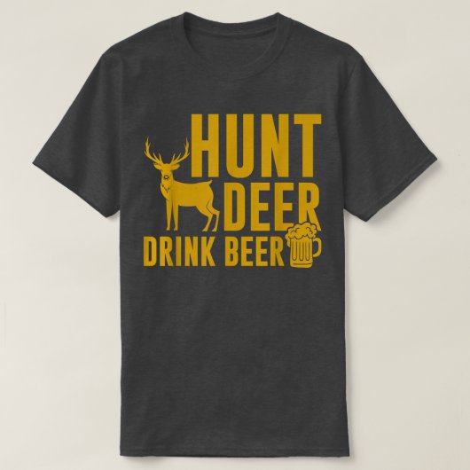 Mannen Hunt Deer Drink Beer Funny Hunter T-shirt (Design voorkant)