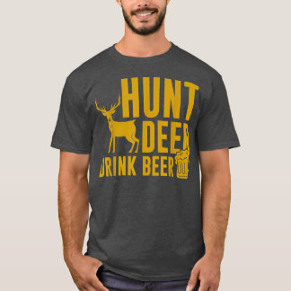 Mannen Hunt Deer Drink Beer Funny Hunter T-shirt