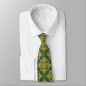 Mannen Hunter Green en Faux Gold Pattern Stropdas (Gebonden)