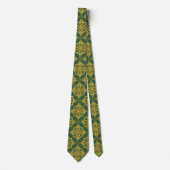 Mannen Hunter Green en Faux Gold Pattern Stropdas (Voorkant)