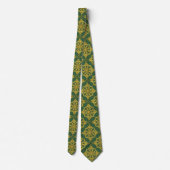 Mannen Hunter Green en Faux Gold Pattern Stropdas (Achterkant)
