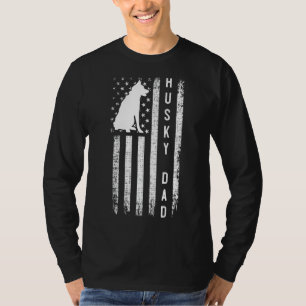 Mannen Husky Lover Siberian Husky Dad American Fla T-shirt