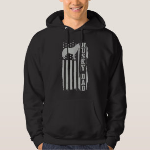 Mannen Husky Papa -Amerikaanse vlag Patriotic Hus Hoodie