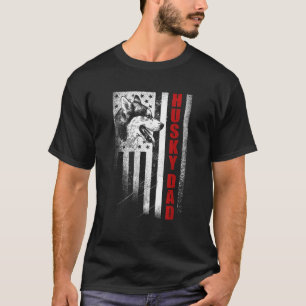 Mannen Husky Siberian Husky Dad American Flag Dog T-shirt