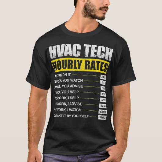 Mannen HVAC Tech Hourly Rate Funny-engine T-shirt (Voorkant)