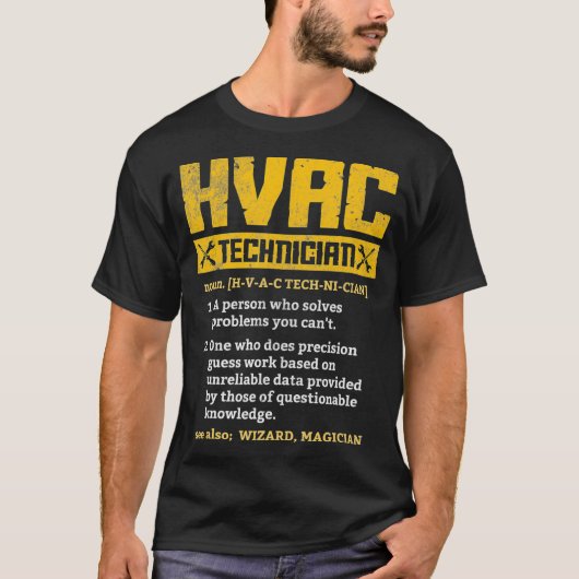 Mannen HVAC Tech T-shirt Funny Technicia Ingenieur (Voorkant)