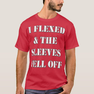 Mannen I Flexibel & de Sleeves vallen weg uit grap T-shirt