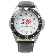 Mannen I Heart Black Leather Strap