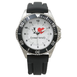 Mannen I Heart Black Rubber Strap Horloge