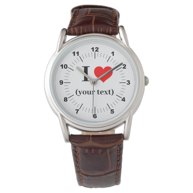 Mannen i Heart Classic bruin leren riem horloge (Voorkant)
