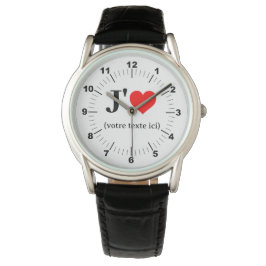 Mannen i Heart Classic Zwart Leather Strap Horloge