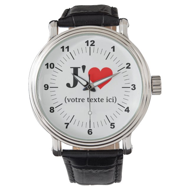 Mannen i Heart  Leather Strap Horloge (Voorkant)