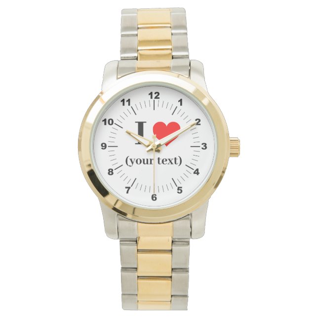Mannen I Heart Oversized Two-Tone Armband Watch Horloge (Voorkant)