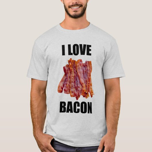 Mannen I Love Bacon Grey T Shirt (Voorkant)