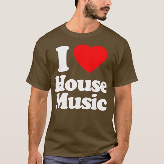 Mannen I Love House Music Heart Souvenir Funny T-shirt (Voorkant)