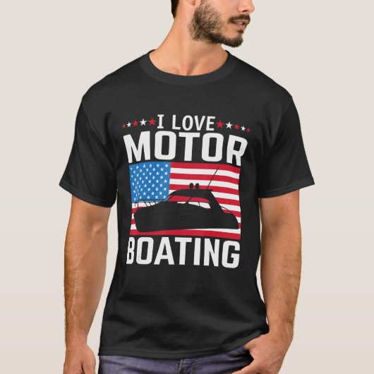Mannen I Love Motor Boating Motorboating T-shirt N (Voorkant)