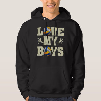 Mannen I Love My Boys Volleyball Vaderdag Volle Hoodie