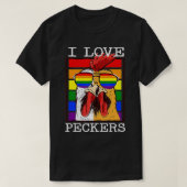 Mannen I Love Peckers Rooster Gay LGBT Rainbow Chi T-shirt (Design voorkant)