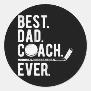 Mannen Ice Hockey Beste pap Coach Ever papa Ronde Sticker